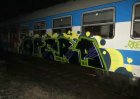 Sprejer postříkal vlak odstavený v Letovicích. Foto Policie ČR